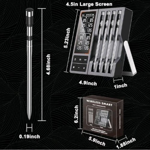 Wireless Smart Meat Thermometer..Wireless BBQ Meat Thermometer With APP