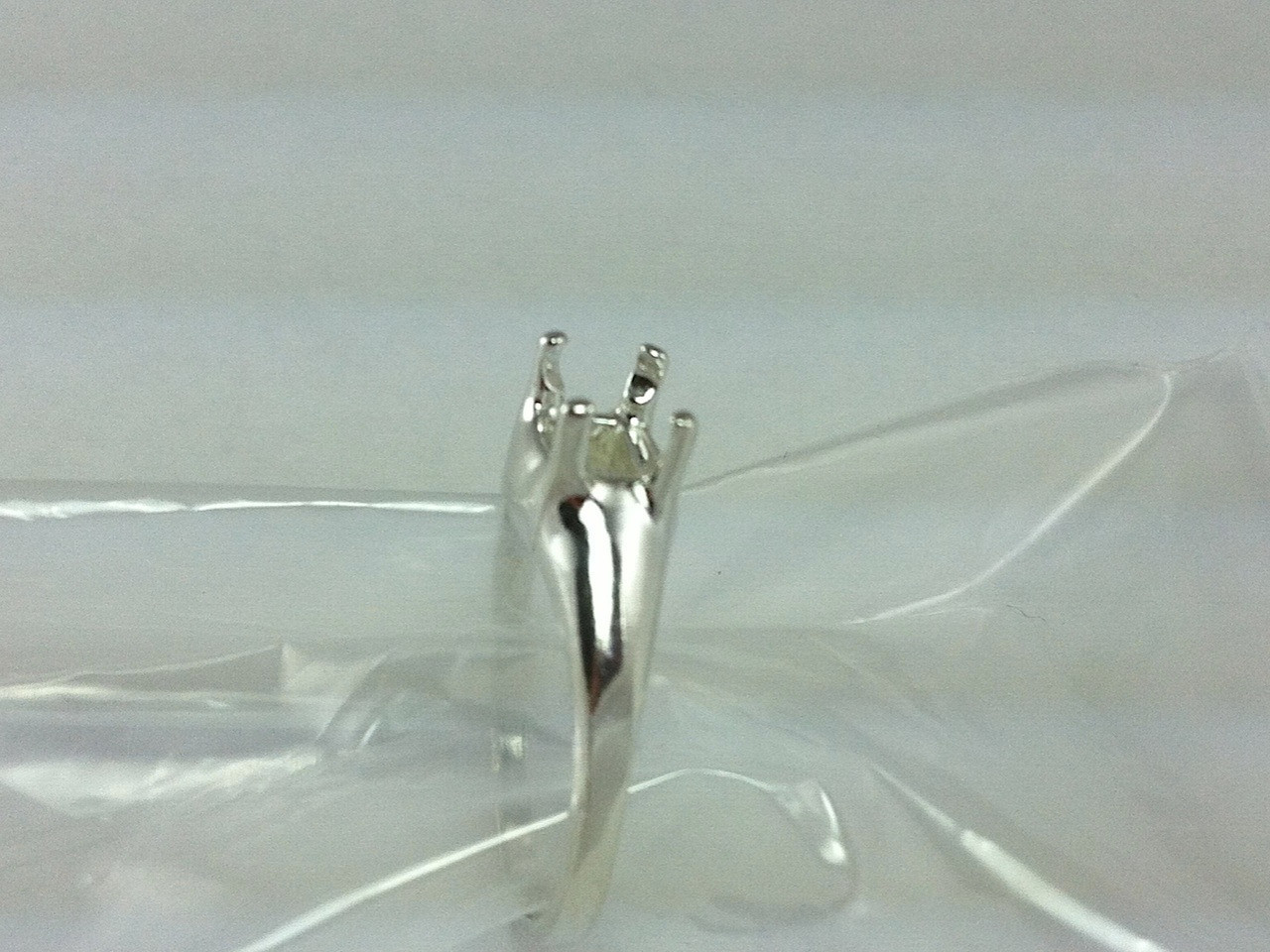 6x4mm Emerald Side-Set Dome Sterling Silver Pre-Notched Ring Setting Size 7