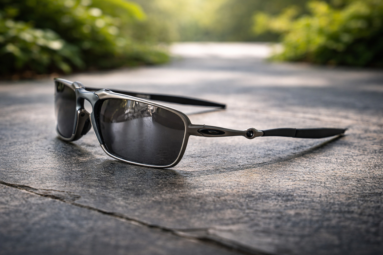 Oakley Badman Sunglasses Metal Frame Black Lens Polarized