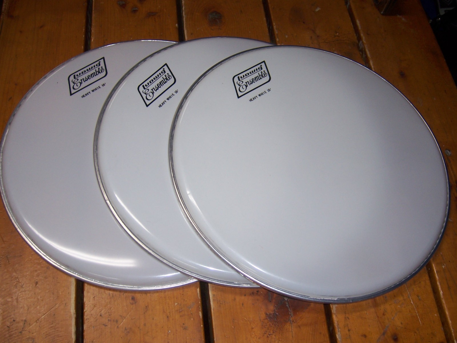 Lot of 3 Ludwig Ensemble 15" Heavy Smooth White Drumheads Great Deal Open Box