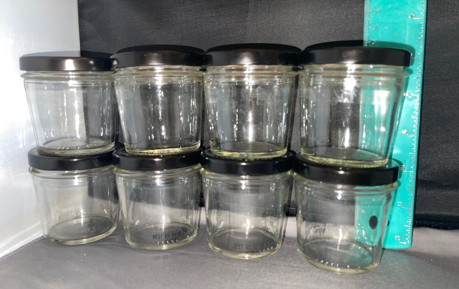 Zen Pudding Empty Small ~4.5oz Glass Jars W/ Airtight Lids Set Of 10Jars & 10lid
