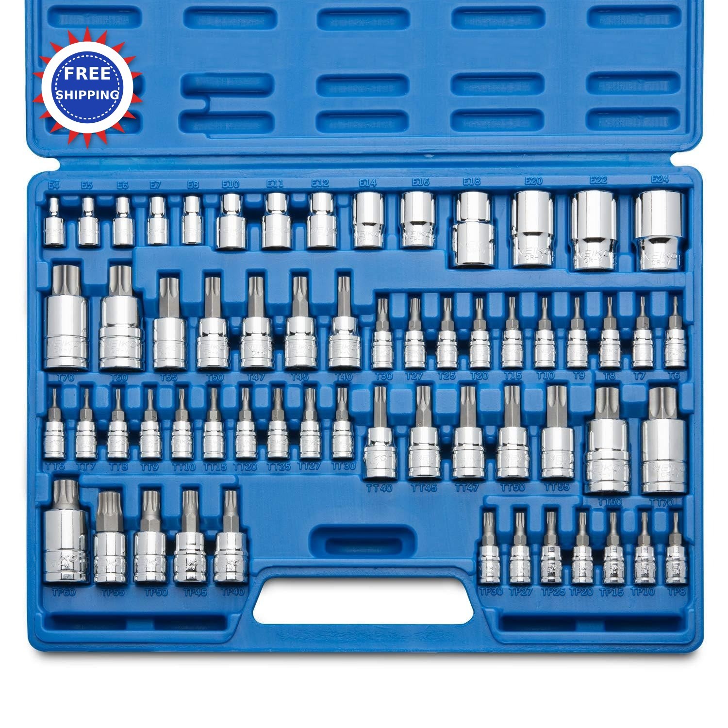 Torx Bit Socket and External Set 60 Pieces NEIKO 10083A Master Steel Supreme