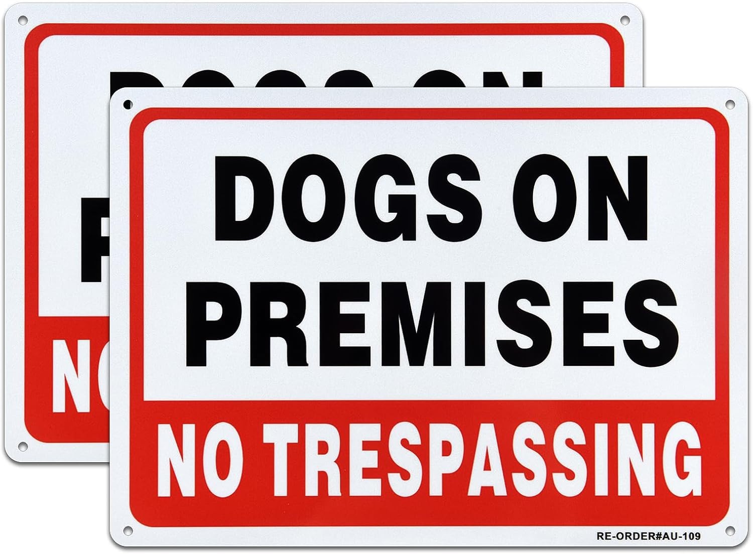 2 Pack Dogs On Premises Sign, No Trespassing Small Signage, 2-Pack(10x7)