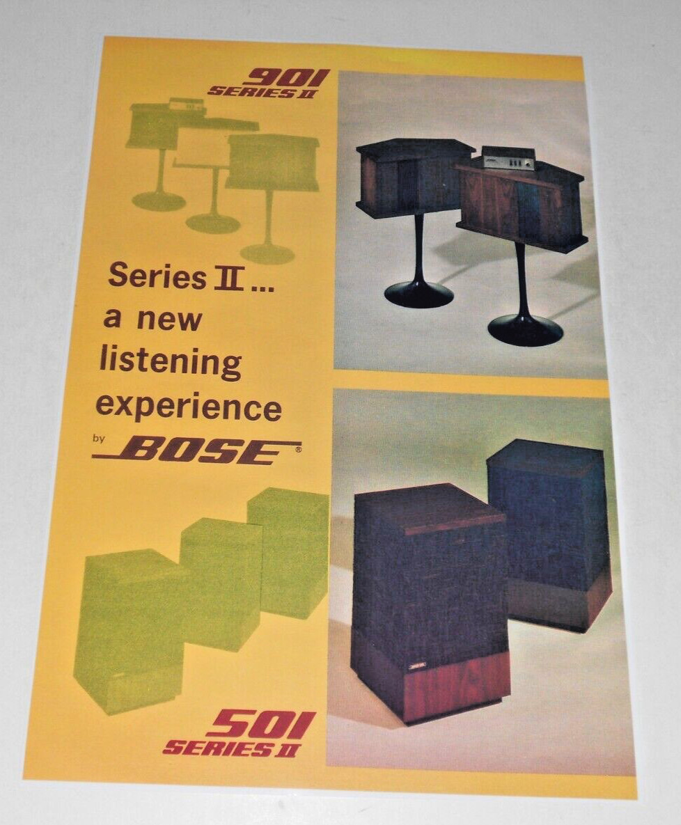 Bose 901 II + 501 II  Audiophile Poster 1974 19" x 13" Legendary Speakers