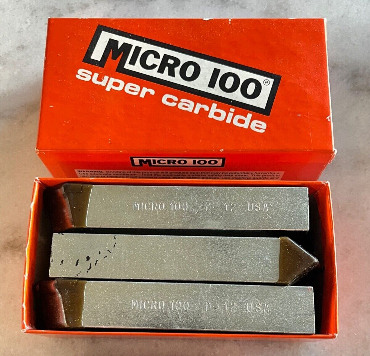 6 new MICRO-100 D-12 025P Carbide Brazed Lathe Tool Bits, 4-1/2" x 3/4"