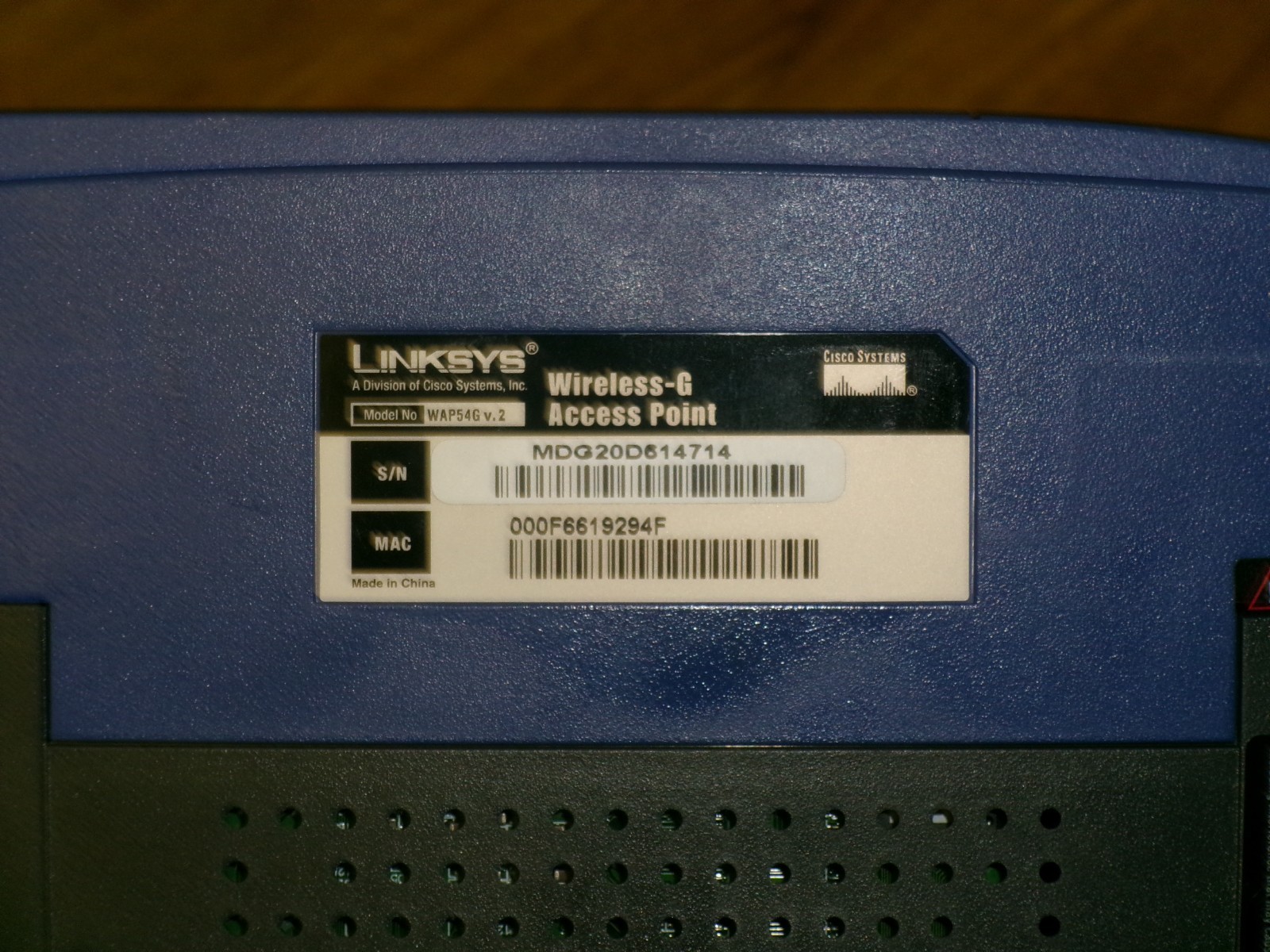 Linksys Wireless-G Access Point WAP54G v.2