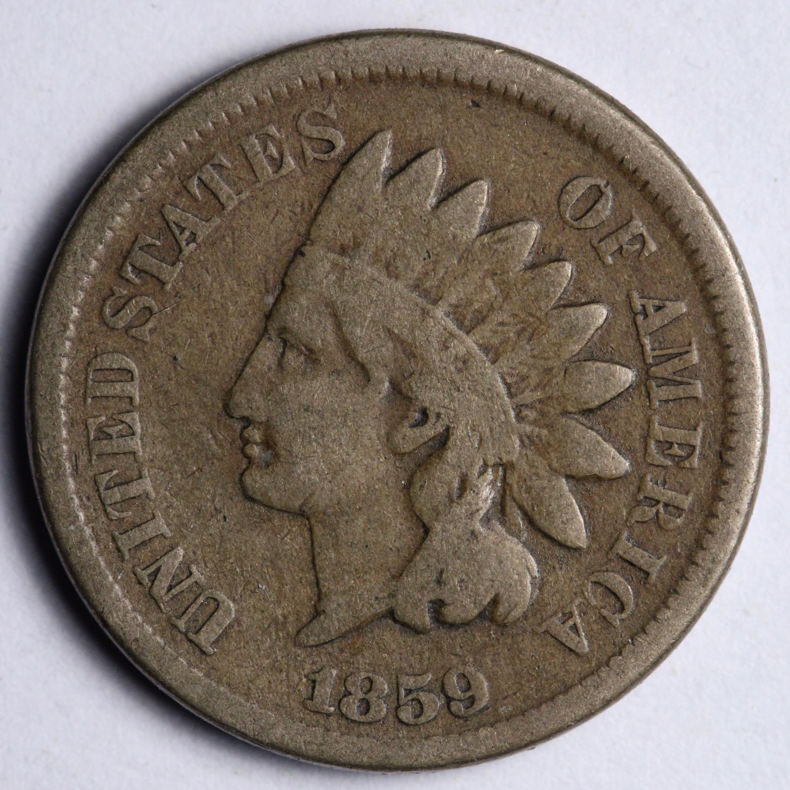 1859 Indian Head Cent Penny FINE E128 SWKCJ