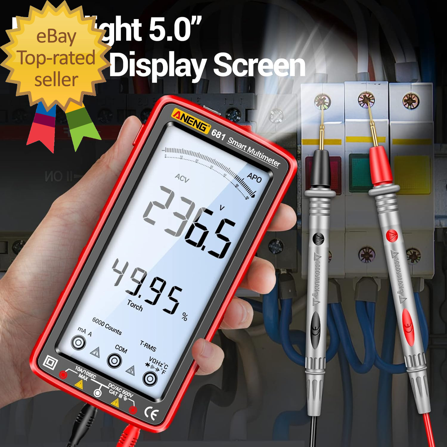 Digital Multimeter Tester Auto-Ranging TRMS 6000 Counts Voltmeter Smart Recharge