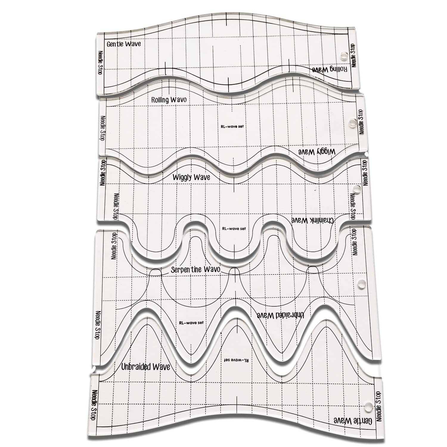 5pcs Wave Quilting Rulers and Templates Set