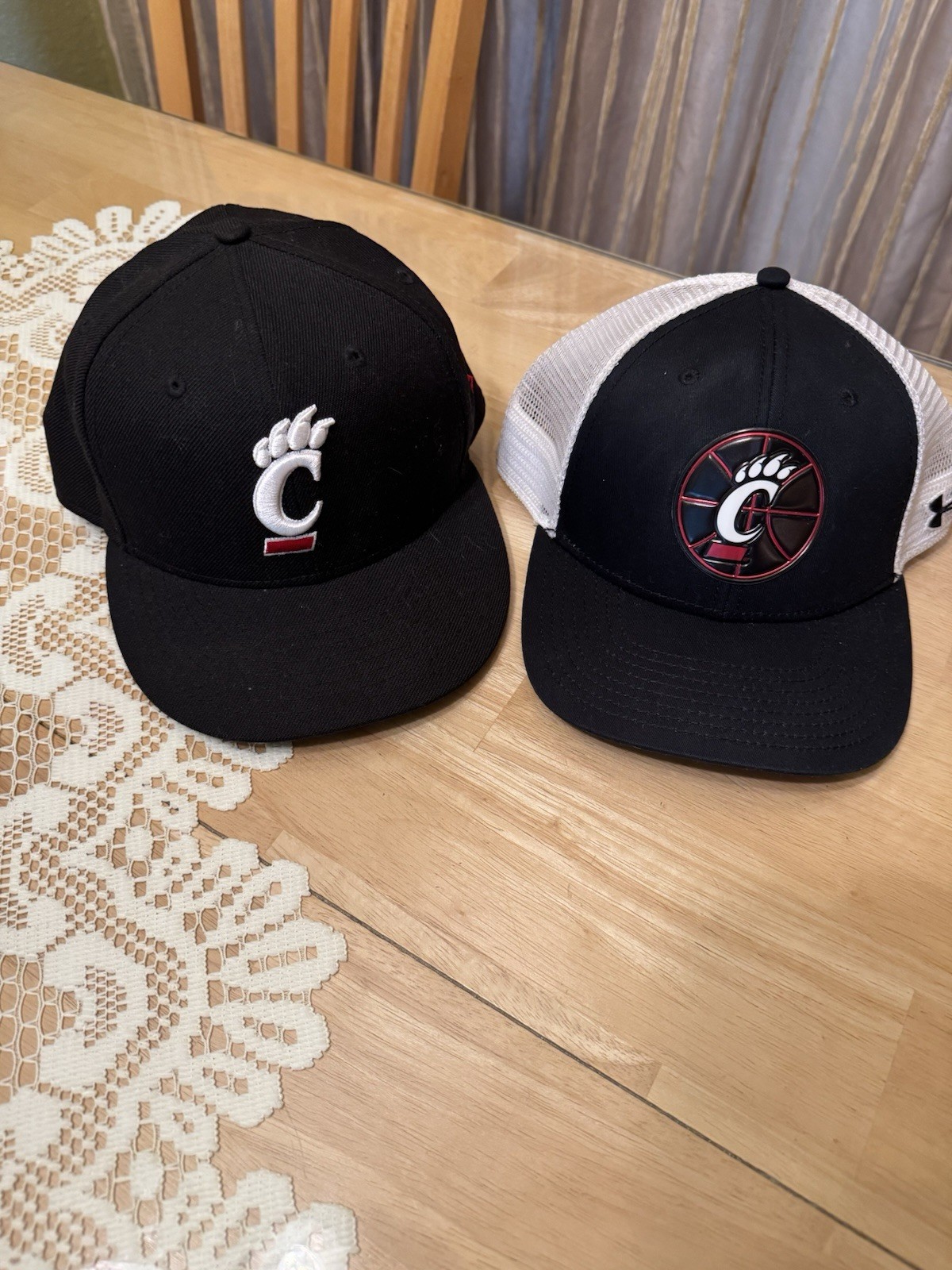 Cincinnati Bearcats 2 Baseball cap lot- 7 1/2 New Era , Adjustable Under Armour