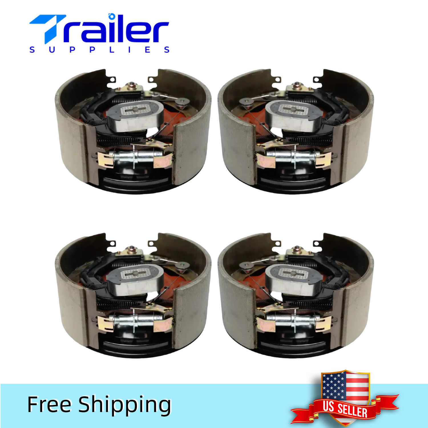 12.25"x5" Self-Adjusting Electric Trailer Brakes – 4pc Kit (2 Left + 2 Right)