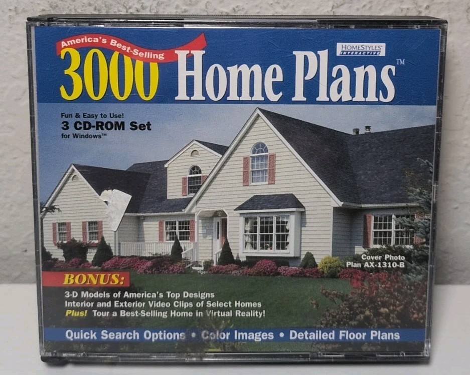 3,000 Home Plans PC CD-ROM 3-Disc Set R38