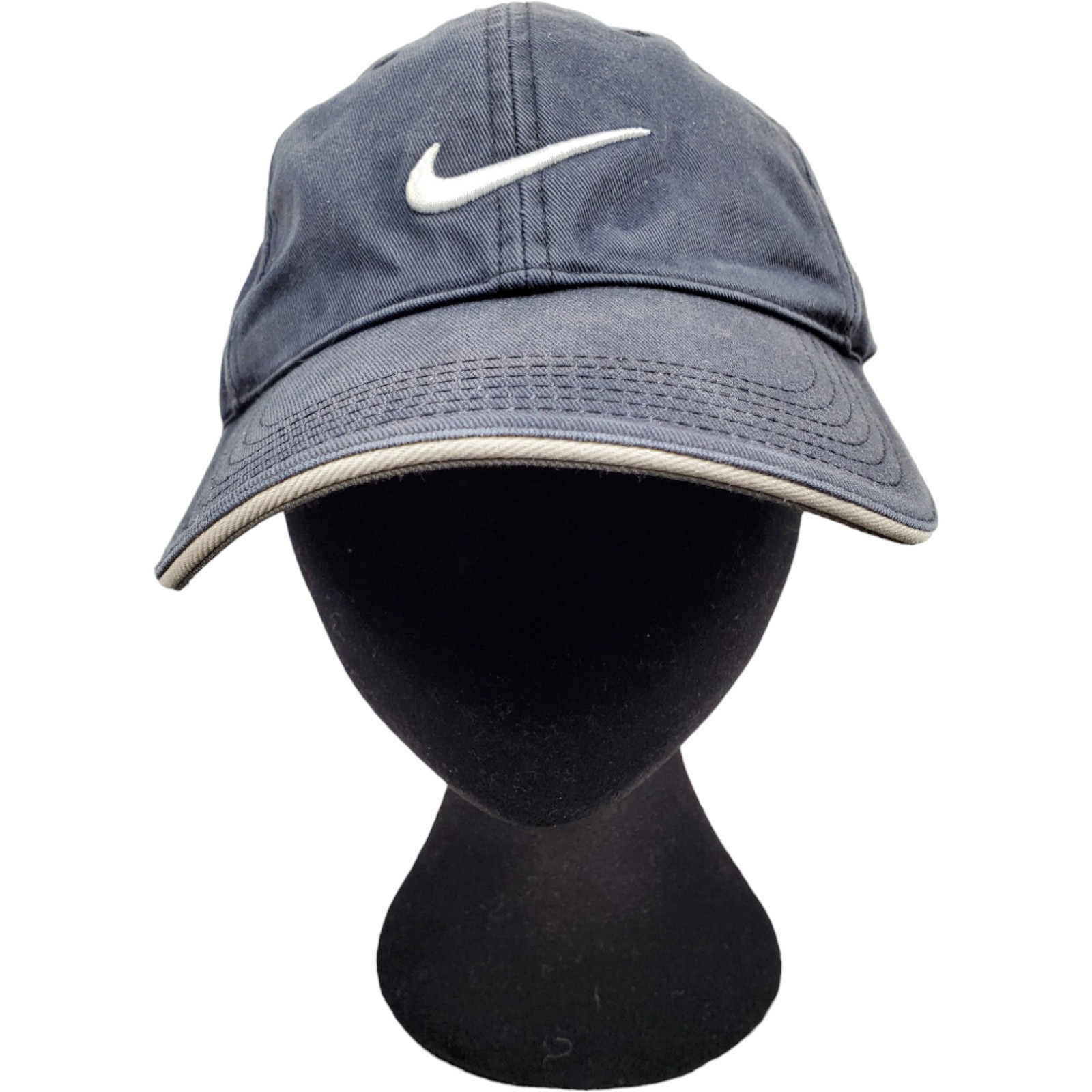 Nike Golf Hat Faded Blue Swoosh Logo 100% Cotton Adjustable Hook & Loop