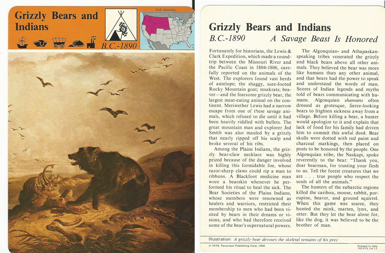 1979 Panarizon, Story Of America, #14.17 Grizzly Bears & Indians