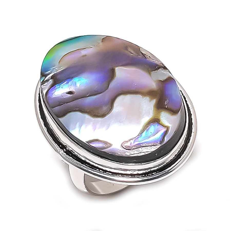 Abalone Shell Gemstone 925 Sterling Silver Jewelry Ring Size 7 X-Mas Gift a243