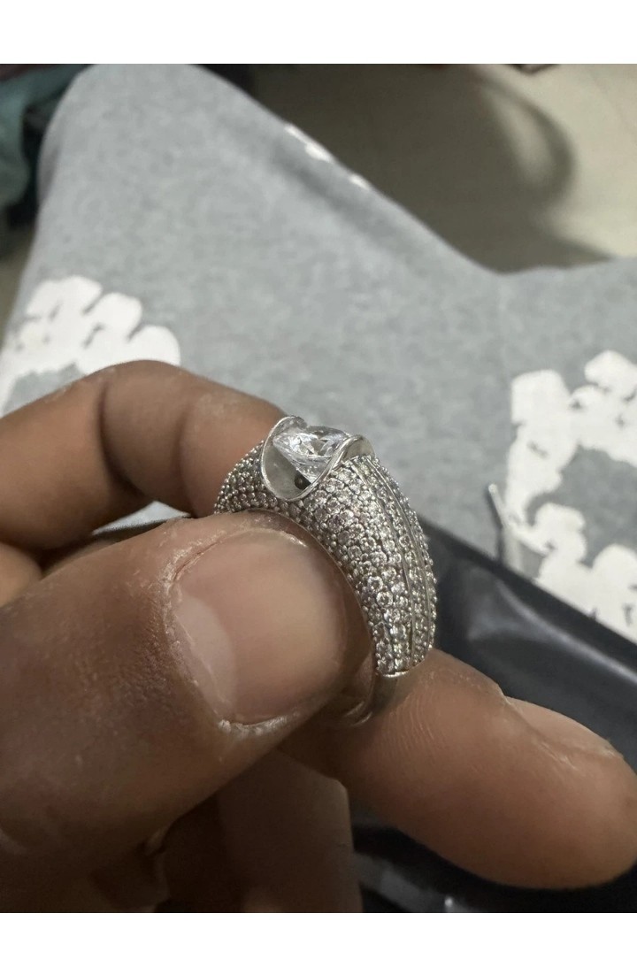 925 Sterling Silver tester passing moissanite Mens Part Ring