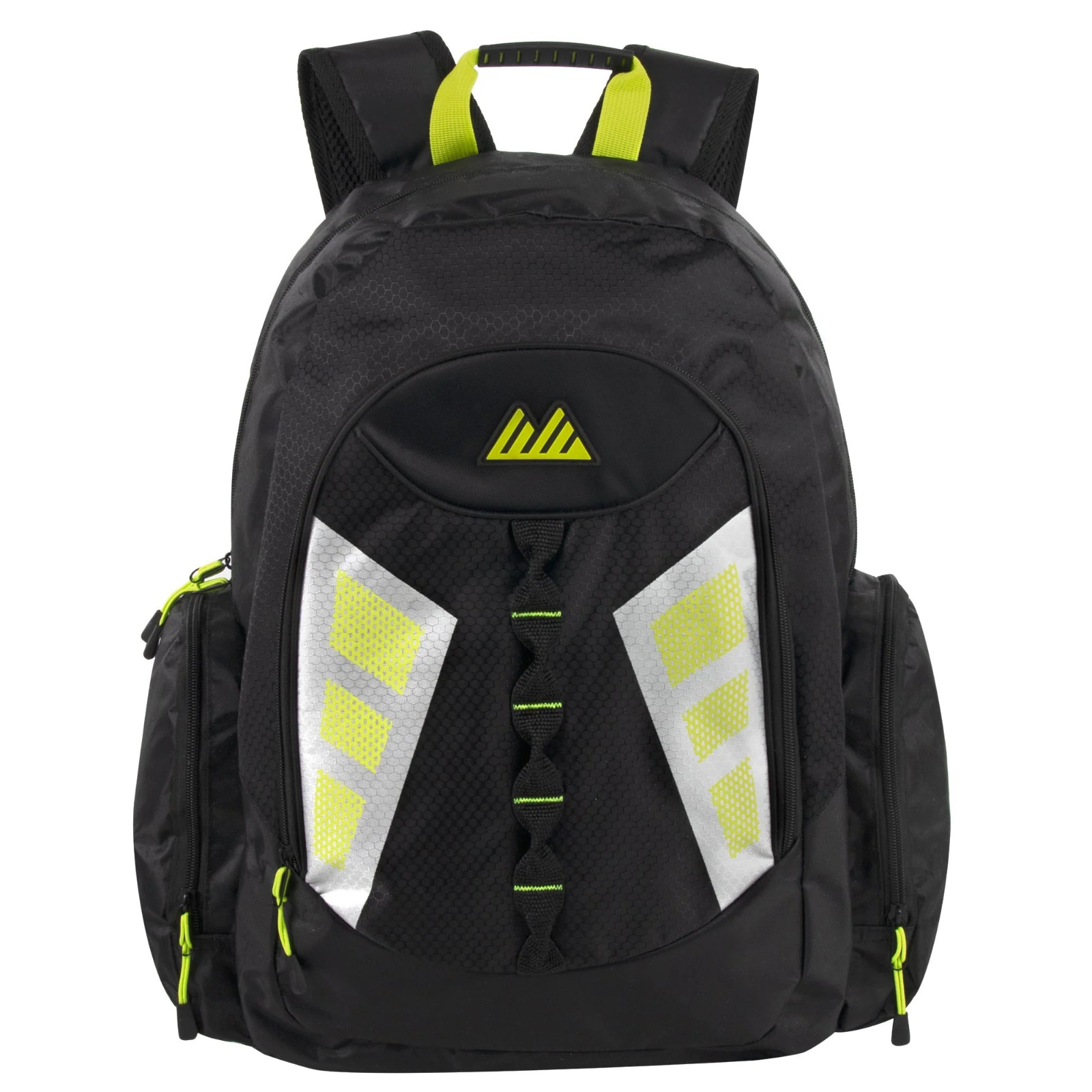 19 Inch Mountain Edge Multi-Pocket Reflective Backpack with Laptop Section-BLACK