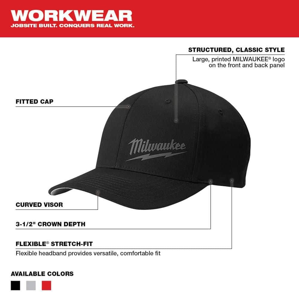 Milwaukee Large/Extra Large Black Fitted Hat