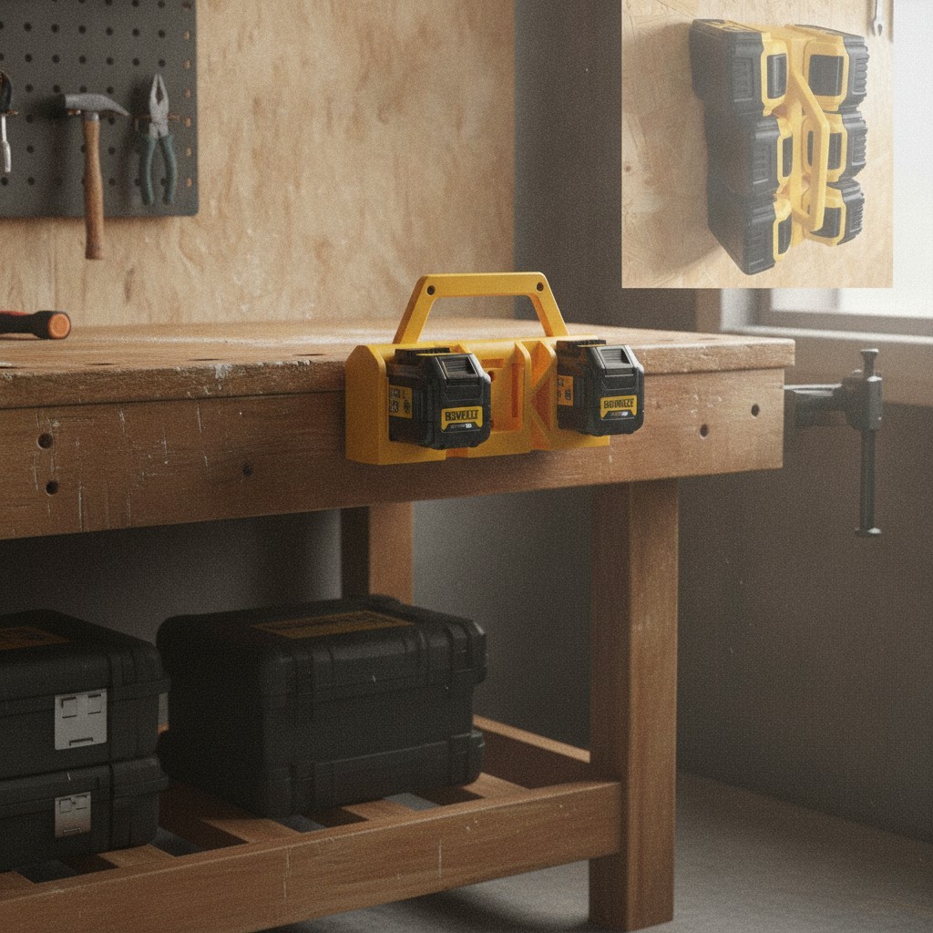 2-in-1 De.Walt Battery Holder & Wall Mount Caddy Organizer - 6 Slots, Yellow