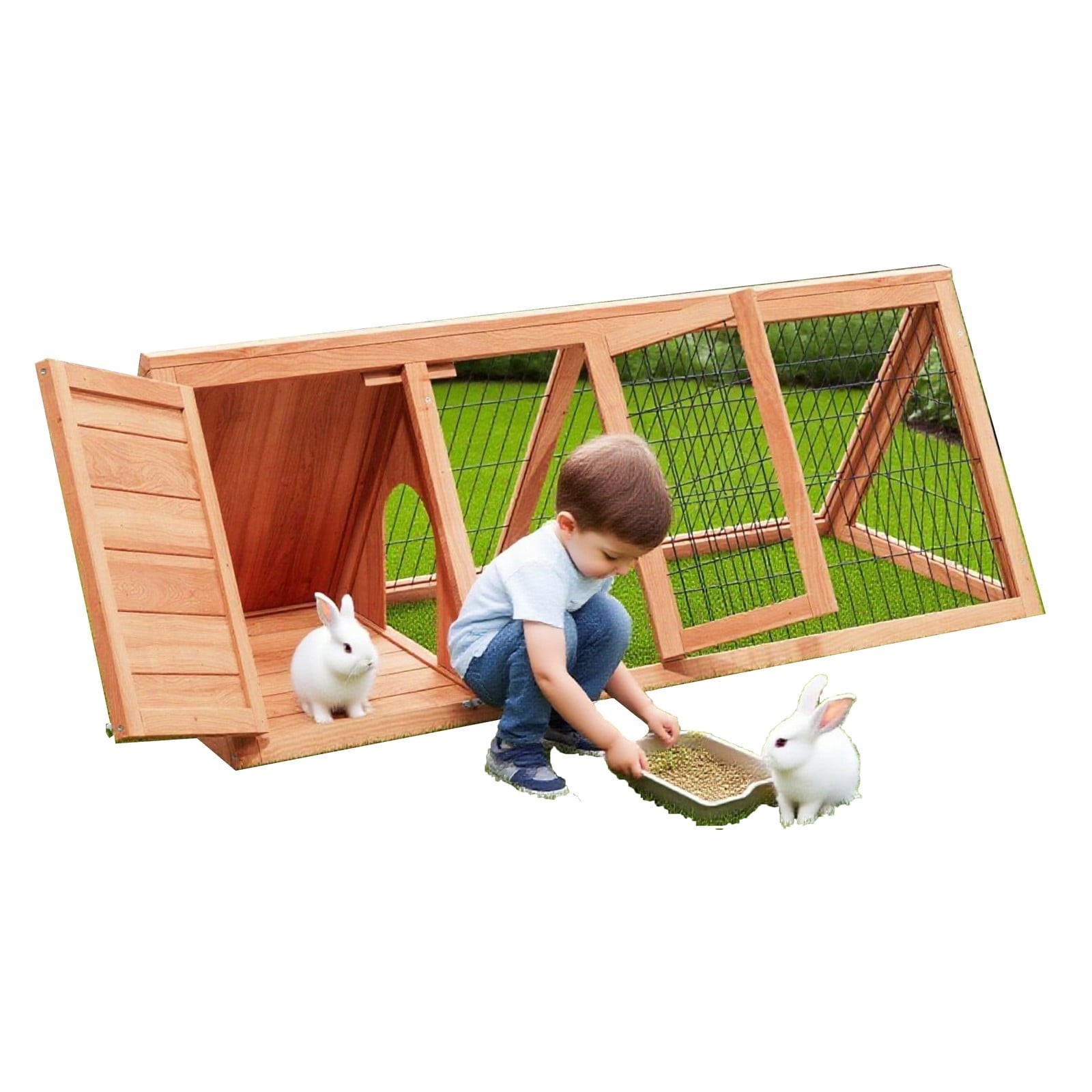 Rabbit Hutch Small Chicken Coop Wooden Pet House Bunny Cage for Small Animals