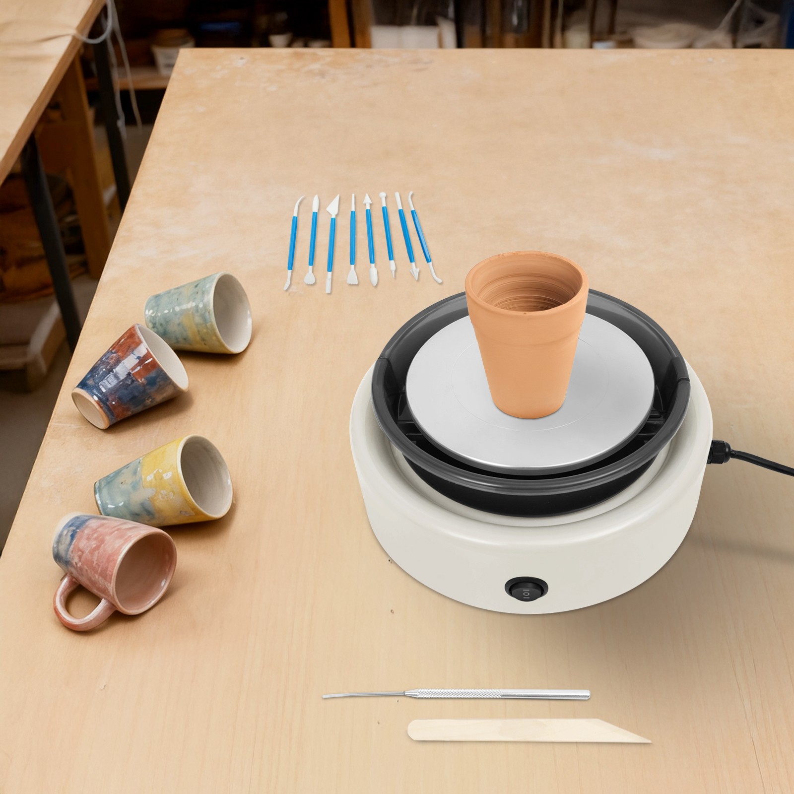Mini Pottery Wheel Machine for Beginners Adult, Adjustable Speed Pottery Machine