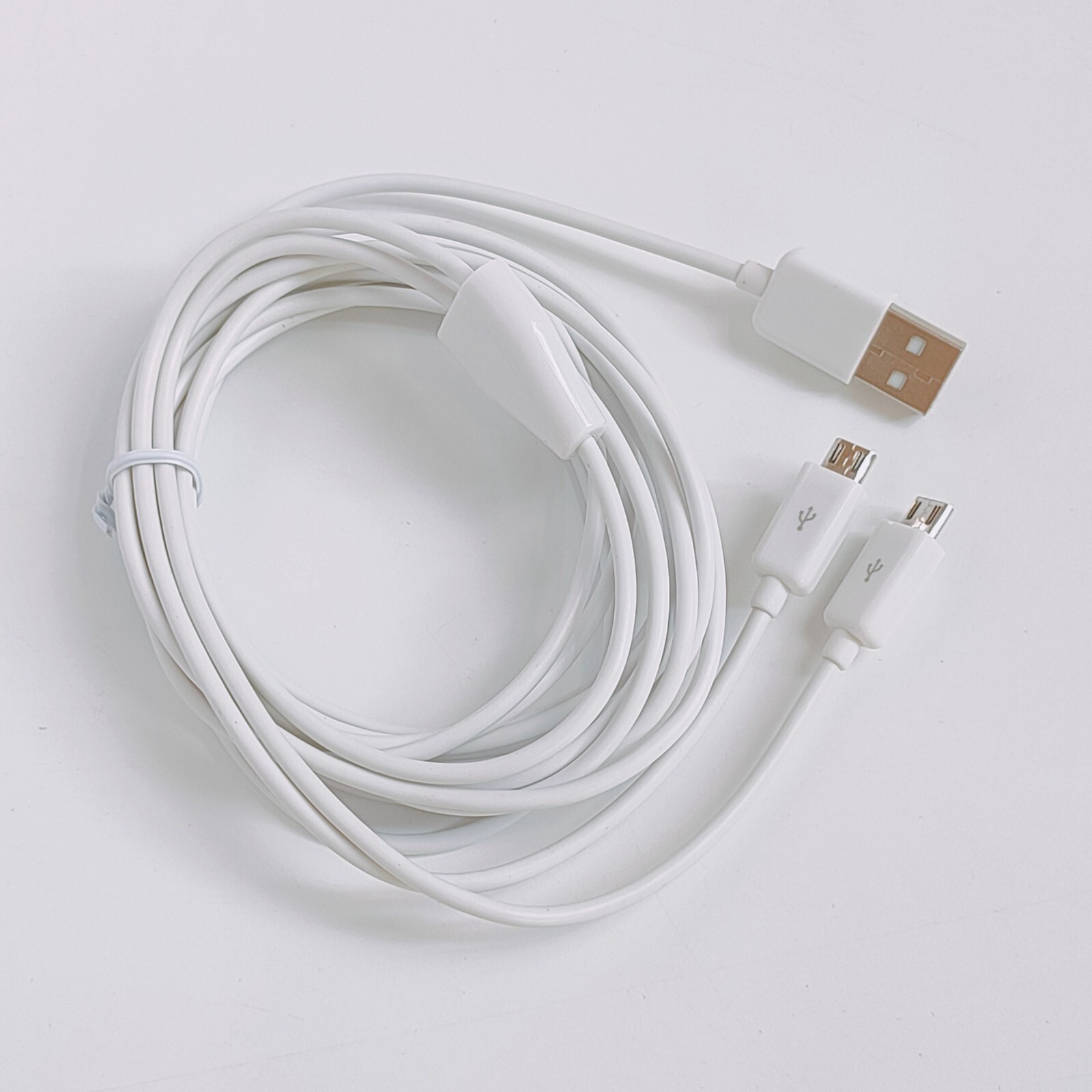 White 3meter 10ft Dual Micro USB Splitter Cable Power 2 android devices