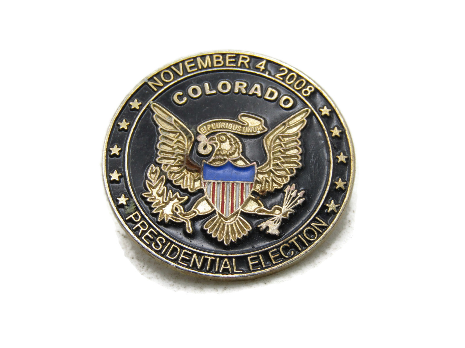2008 Colorado Presidential Election Pin Presidential Seal Black & Gold Tone