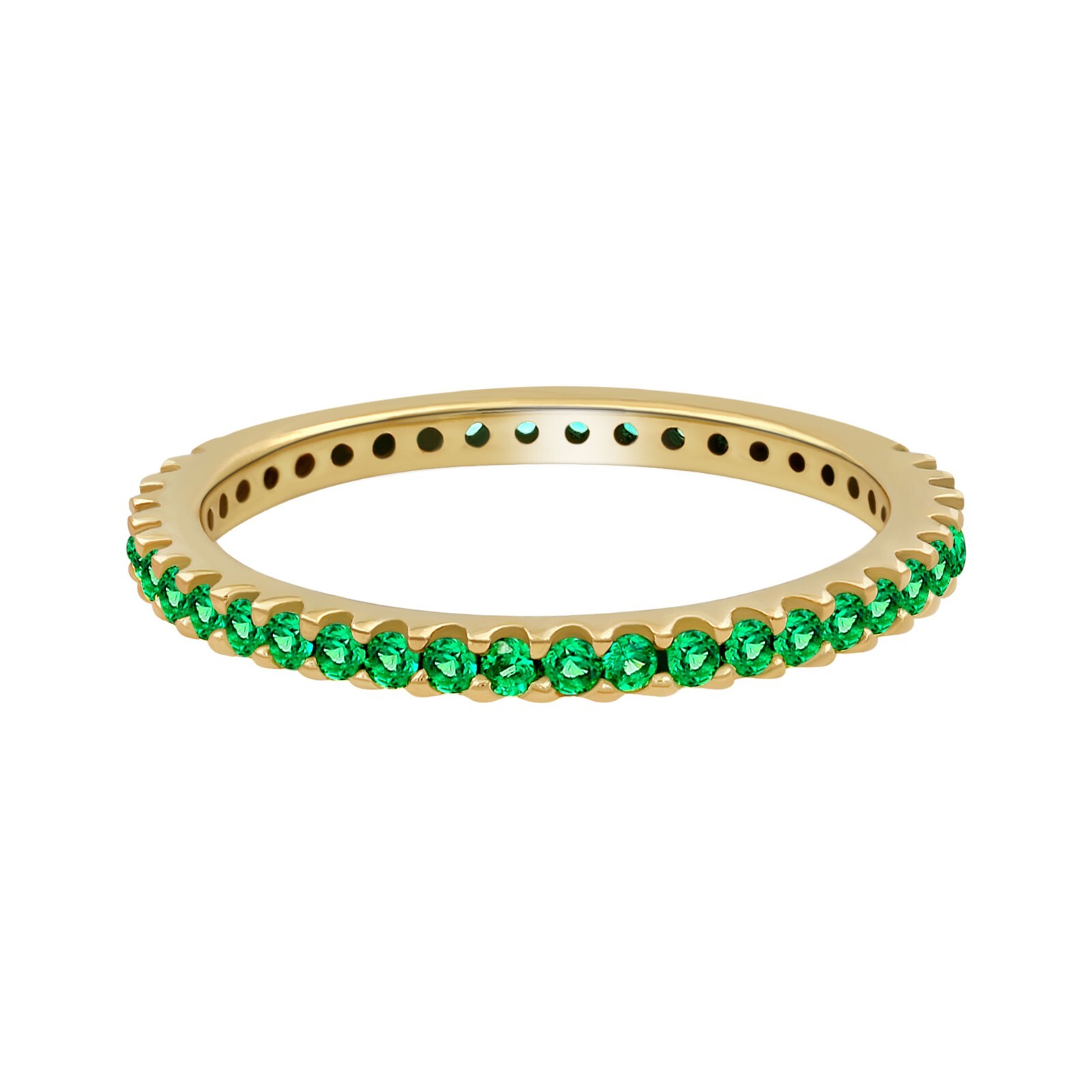 18K Yellow Gold Plated Lab Created Sapphire/Ruby/Emerald Stackable Dainty Ring