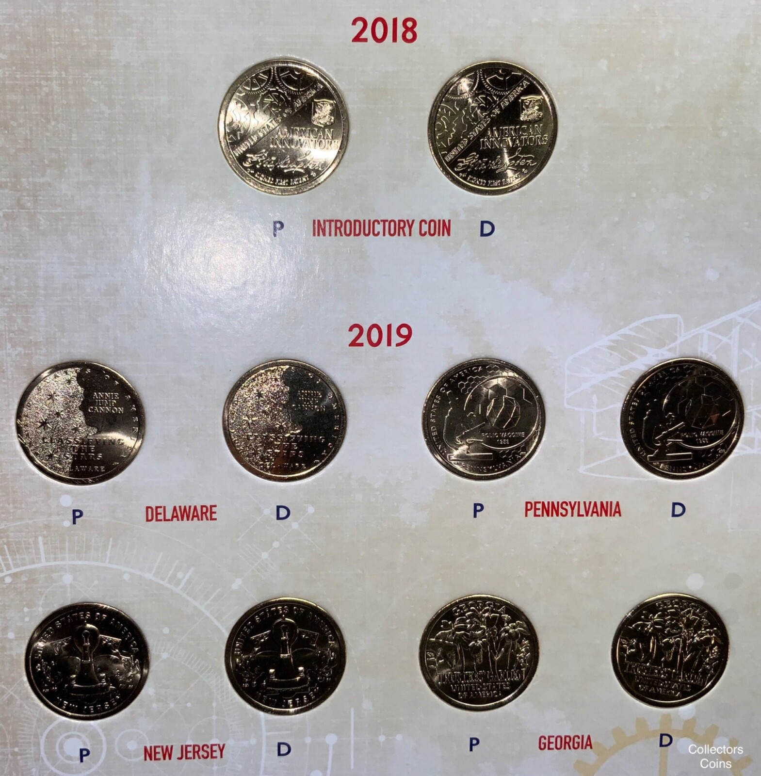 2018 - 2023 + 2024 46 Coin P&D Mint Uncirculated Innovation Dollar Set in Folder