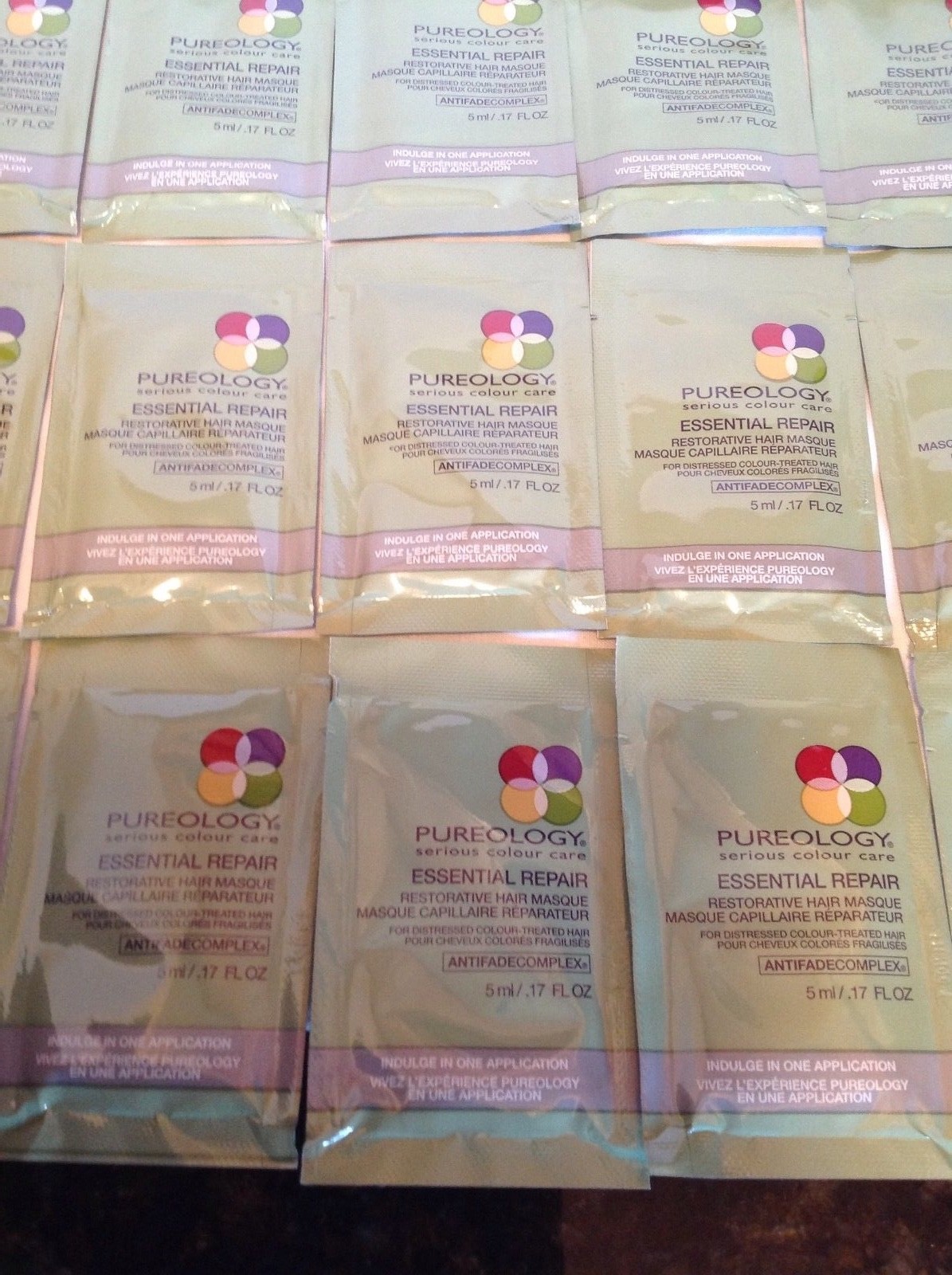 PUREOLOGY ESSENTIAL REPAIR Restorative Hair Masque .17 oz - 18 SAMPLE PACKS RARE