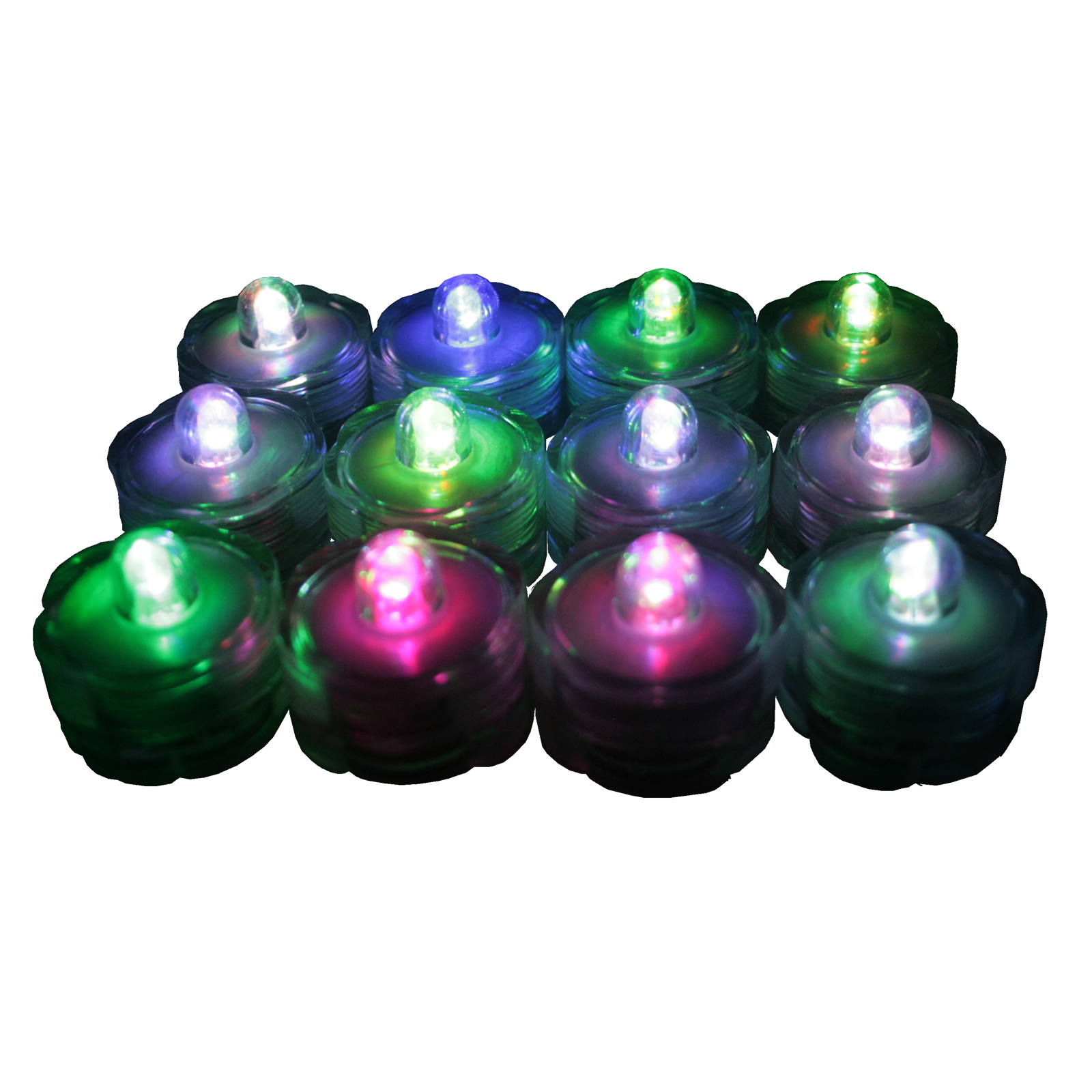 (12)- COLOR CHANGING LED Submersible Tea Lights for Wedding Centerpiece !