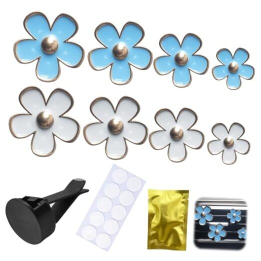 8 Pcs Flower Air Vent Clips, Cute Daisy Air Vent Clips Car Accessories