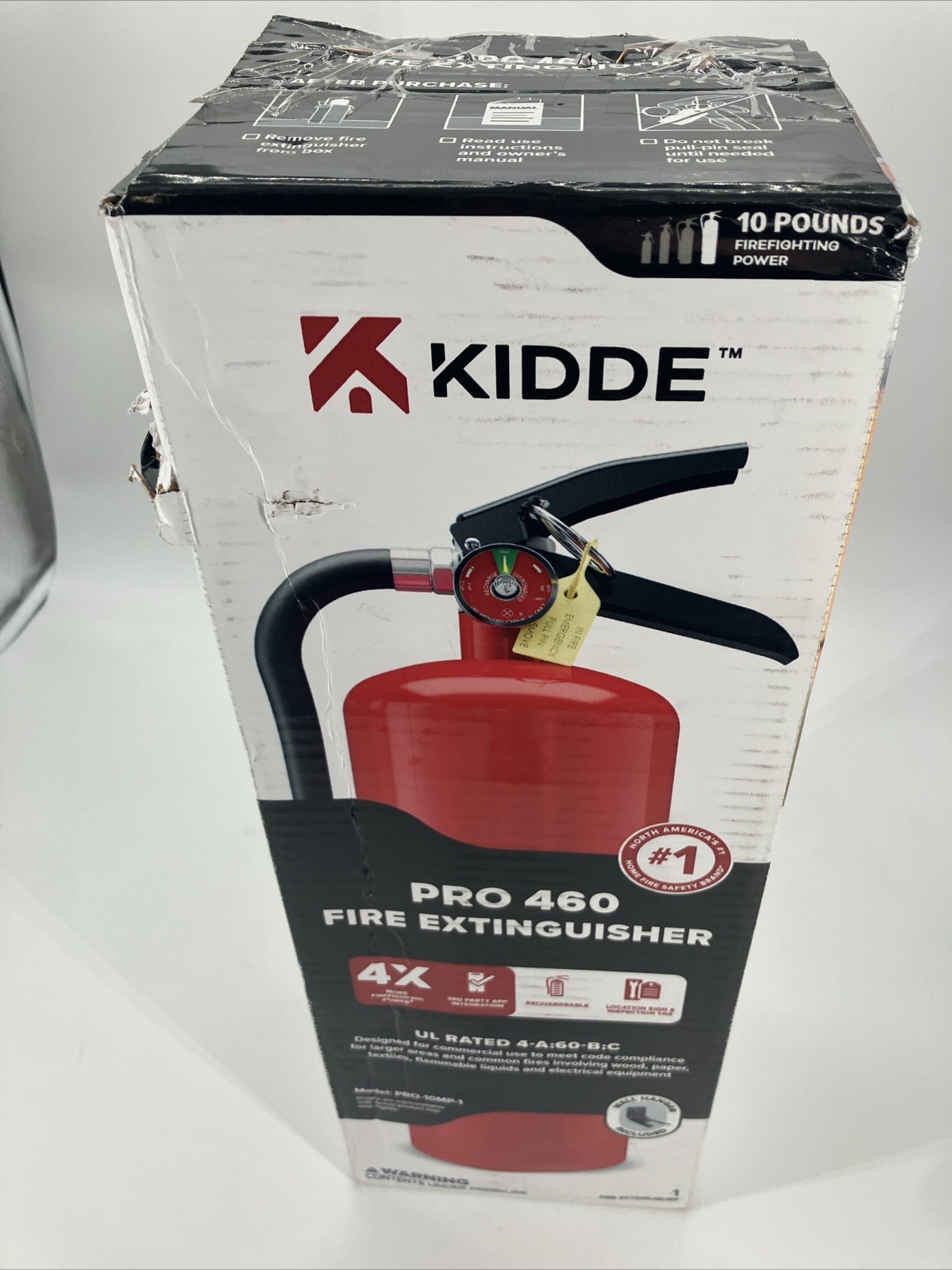Kidde Pro 460 Fire Extinguisher PRO-10MP-1, UL Rate 4-A:60-B:C, With Wall Hanger