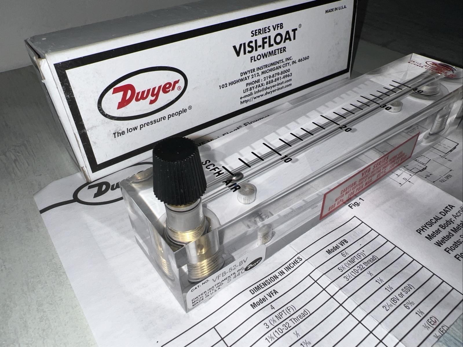 Dwyer VFB-52-BV Visi-Float Flowmeter ~New