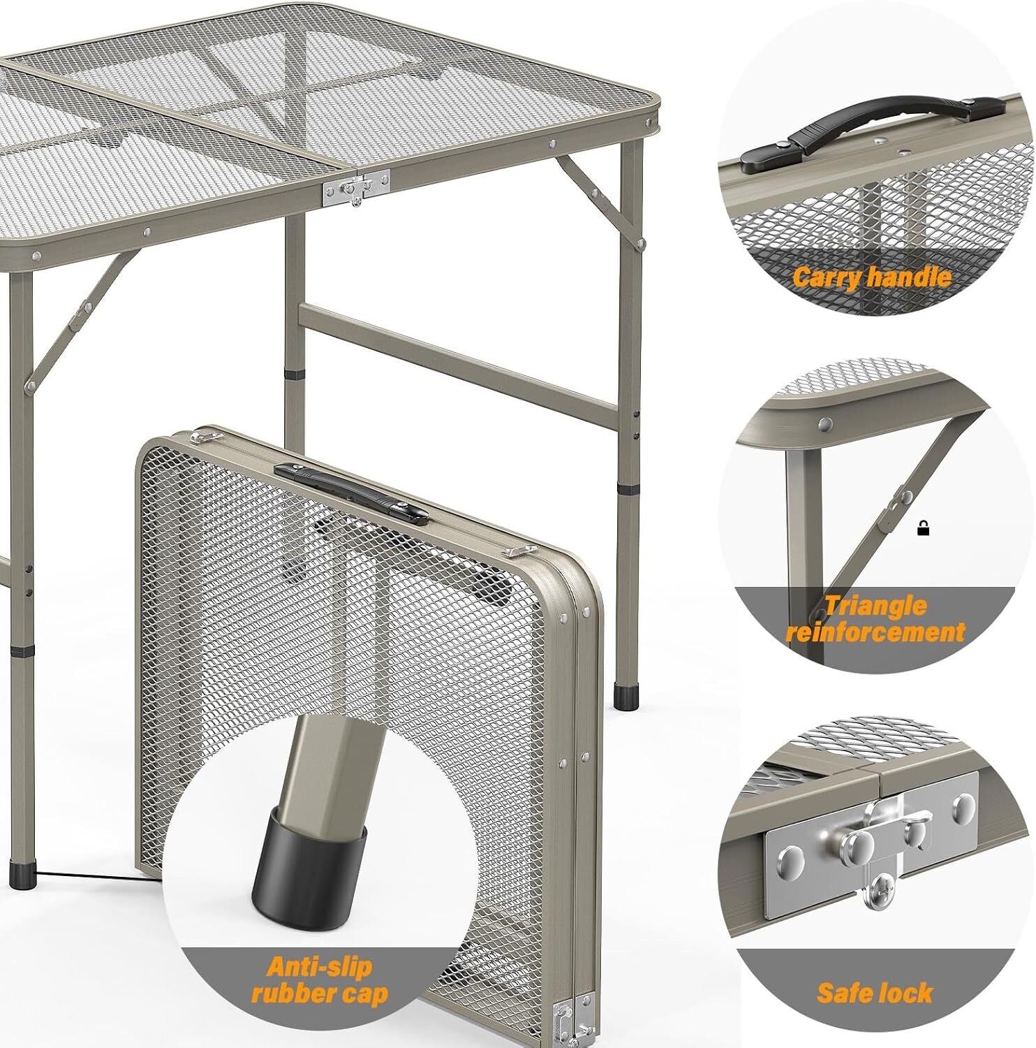 3x2FT Metal Folding Camping Table, Portable Picnic Table,Lightweight Grill Table