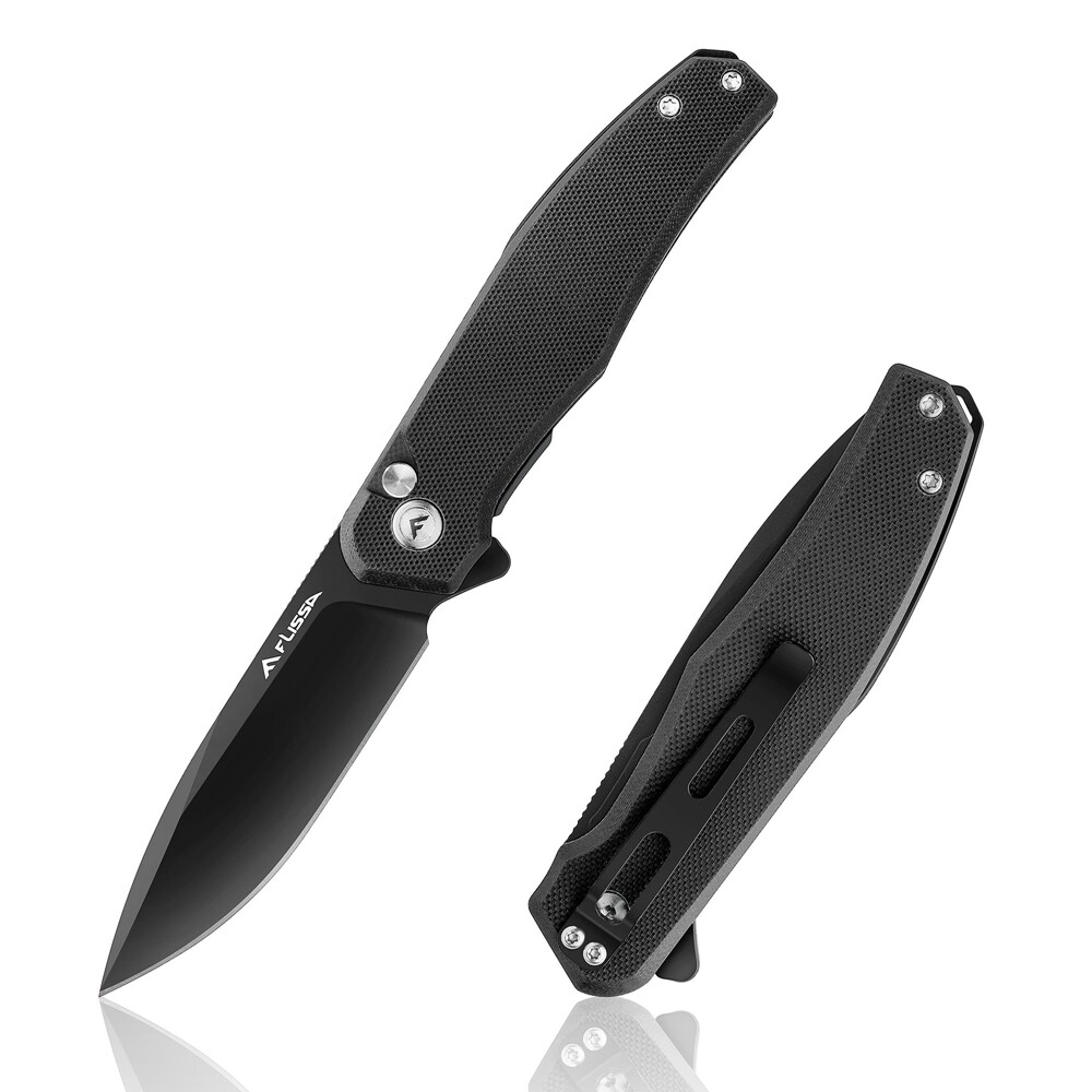 FLISSA 4.5" Folding Pocket Knife w/D2 Steel Blade Button Lock Pocket Clip Knives