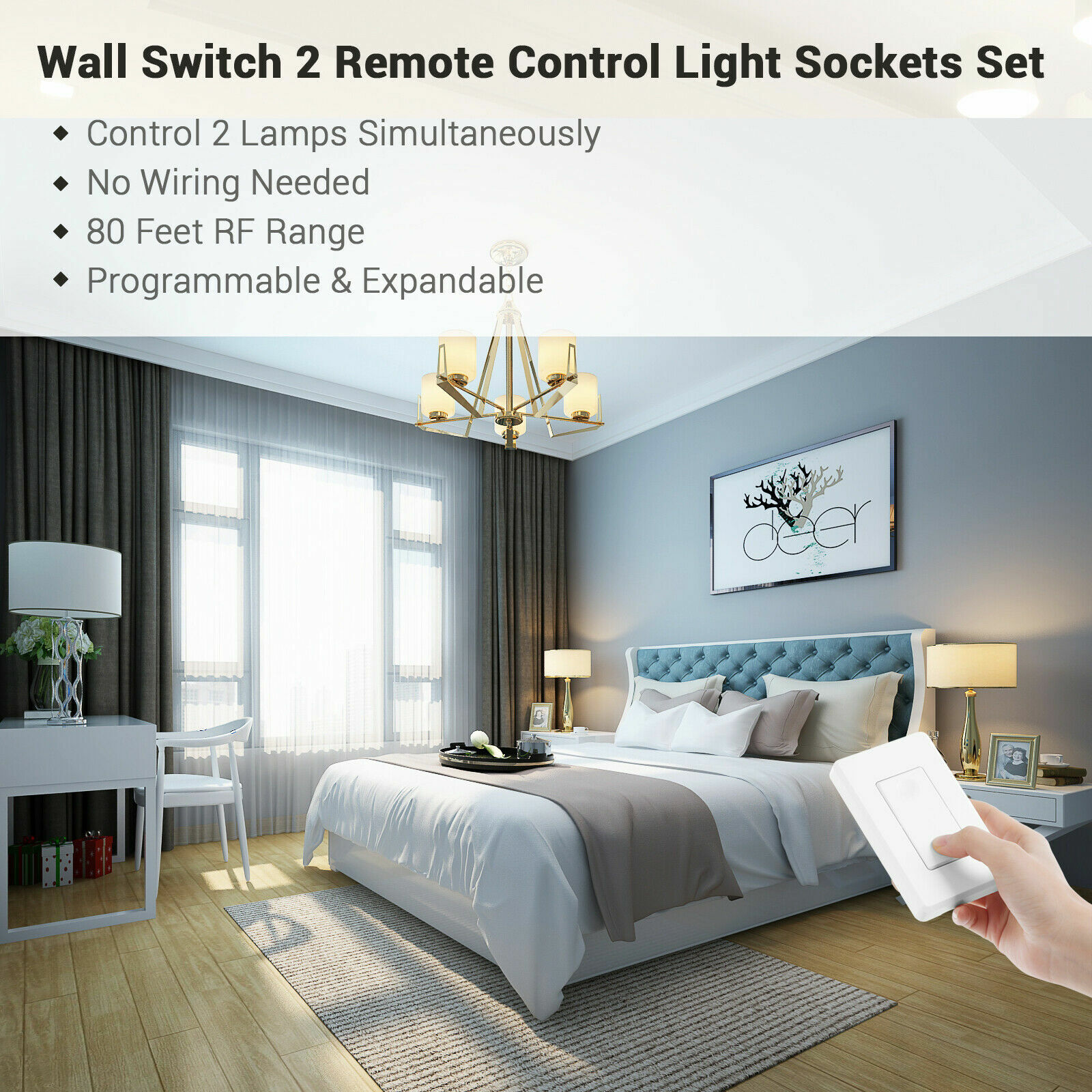 DEWENWILS Wireless Remote Light Bulb Socket Remote Control Light Wall Switch