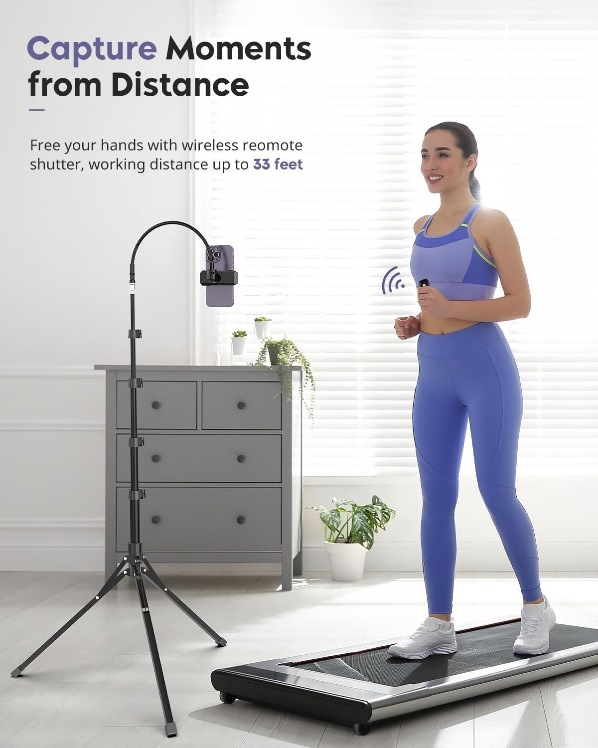 Aureday Phone Tripod 92" with Gooseneck & Remote for iPhone Android