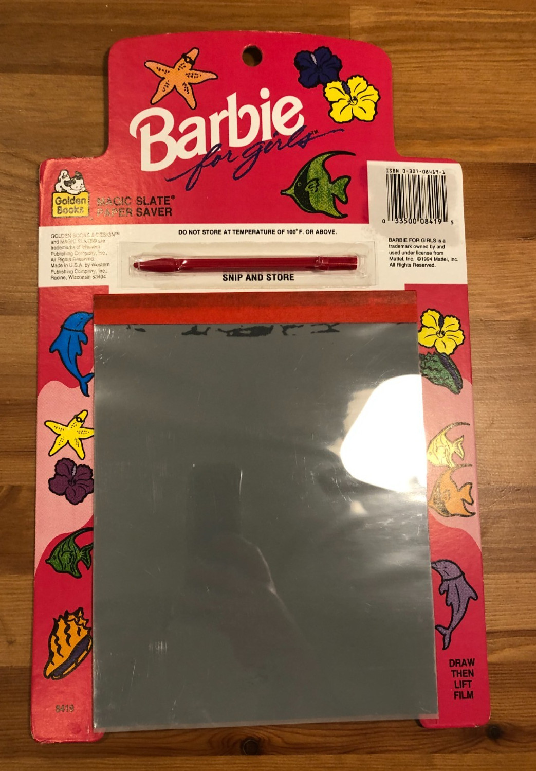 Vintage NIB 1994 Barbie "Magic Slate Paper Saver" Draw + Lift Magnetic Pad