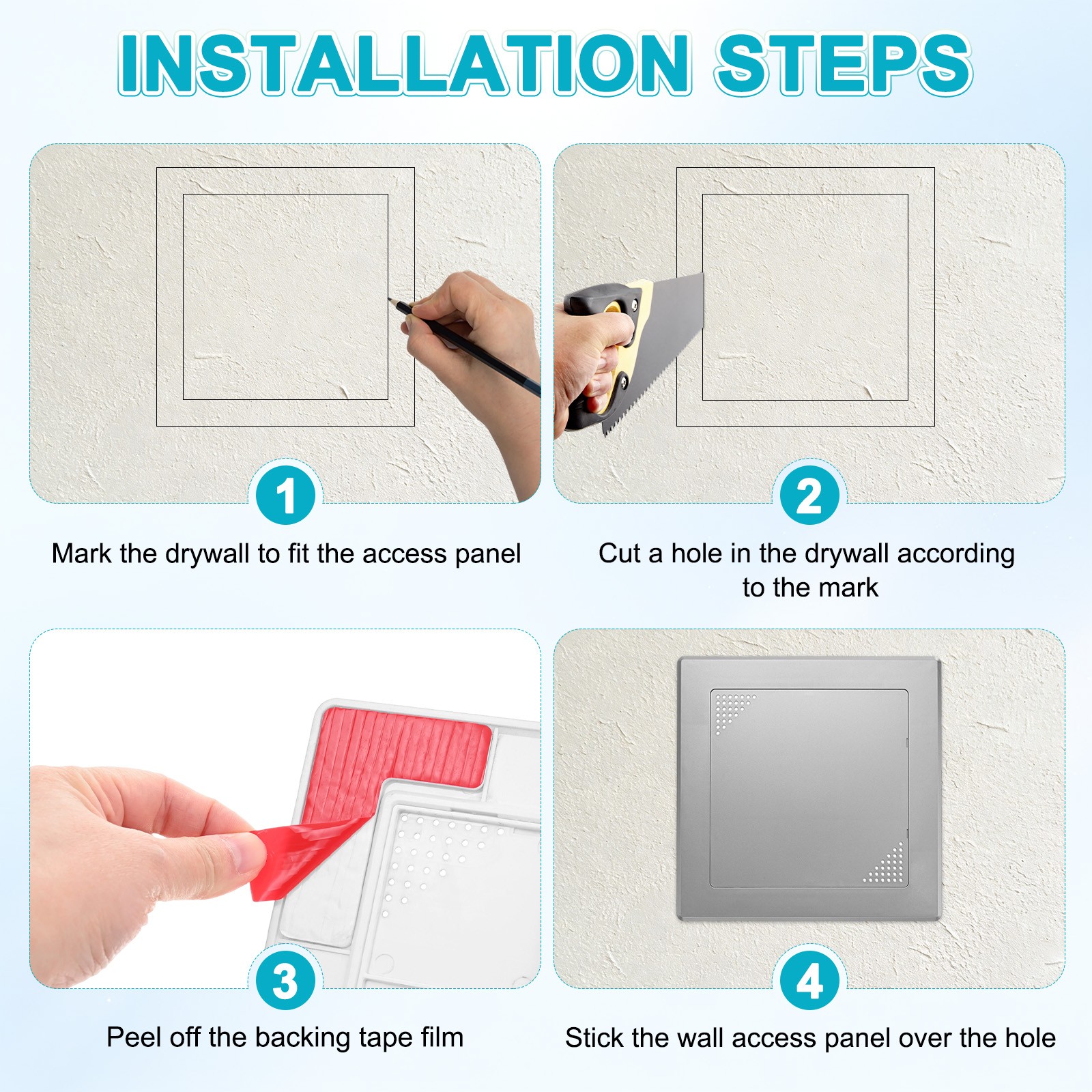 1-Pack Access Panel for Drywall, 6x6" Plastic Removable [Grey, Vented Square]