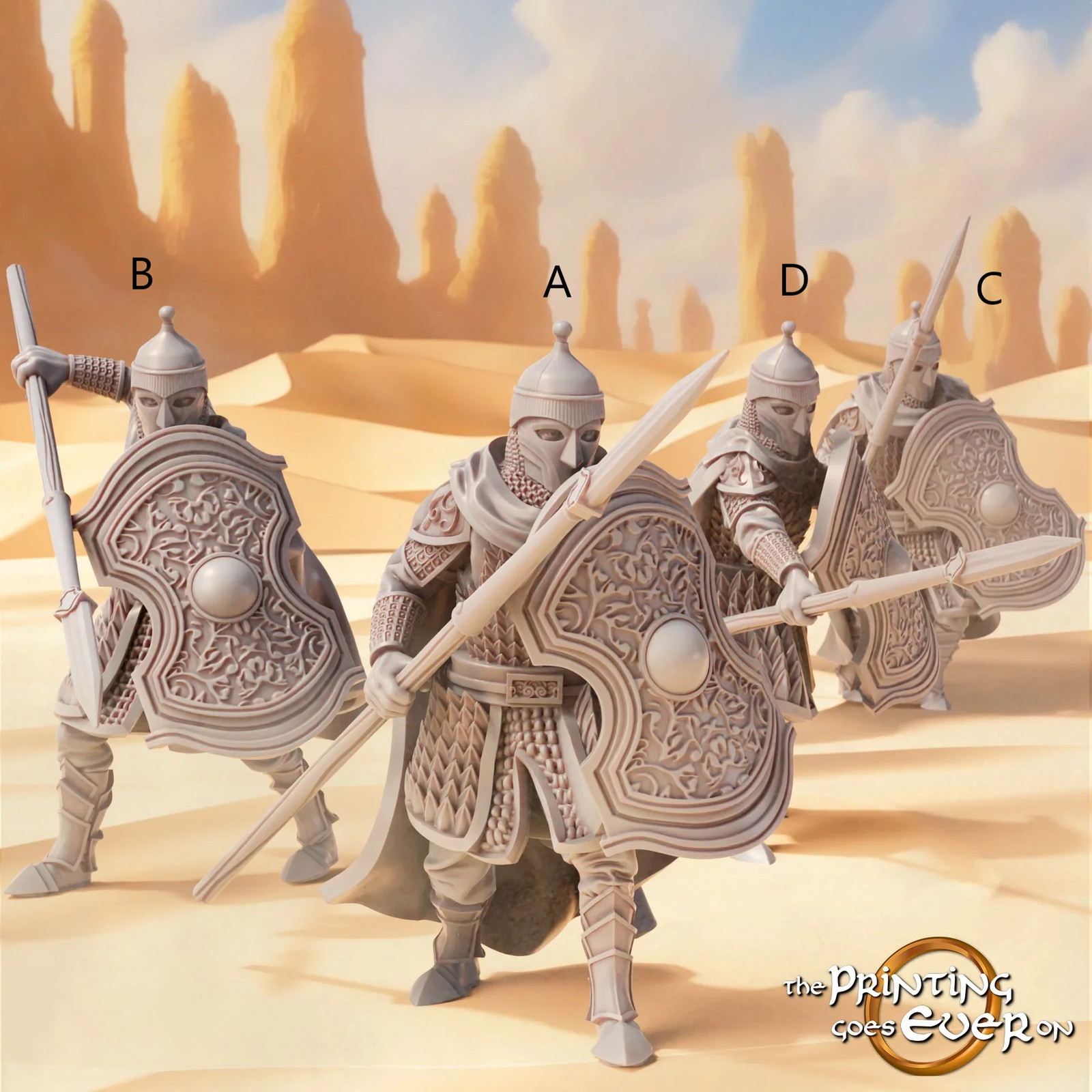 Easterner Spearmen Set (Set of 4) - 28-32mm - Resin Tabletop Miniatures