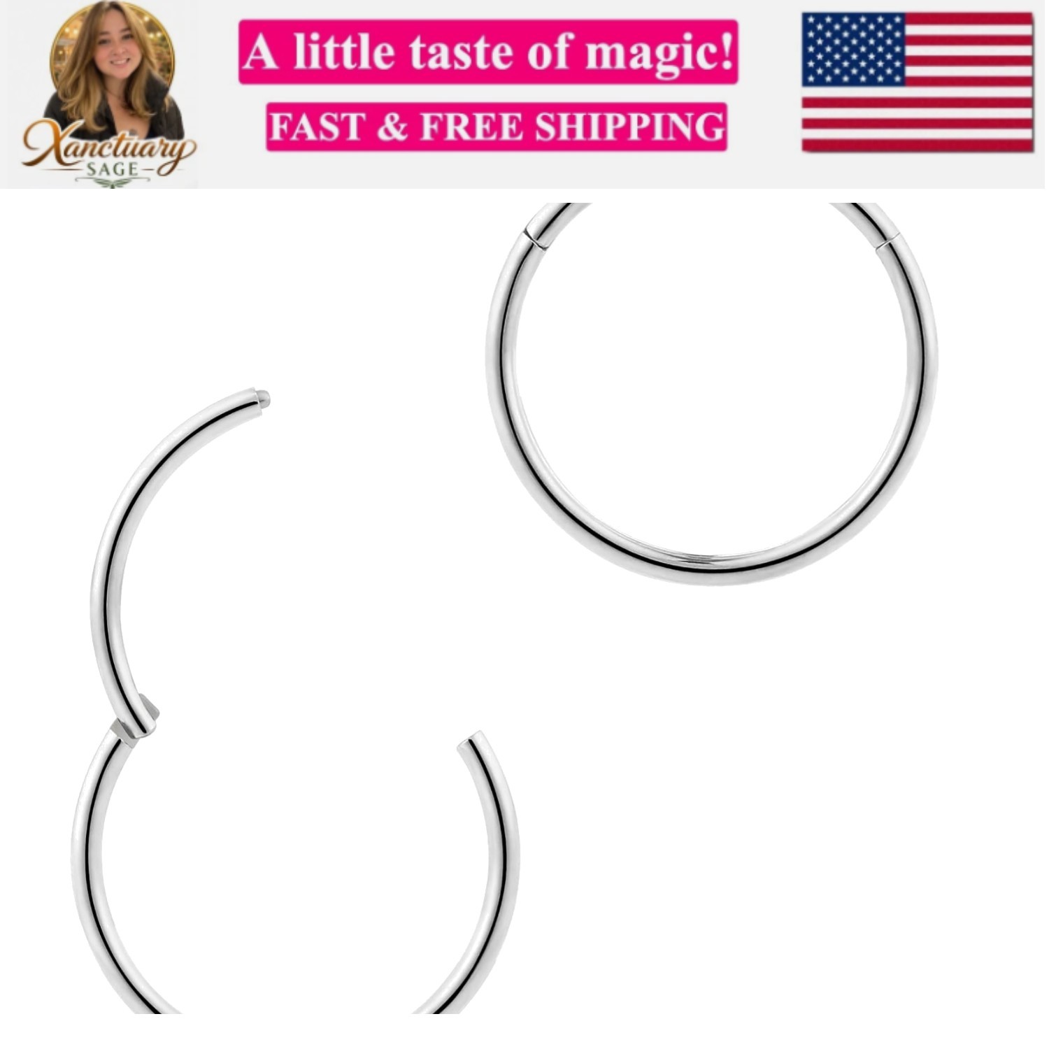 2Pcs 316L Surgical Steel 18G standard fit Hinged Segment Ring Hoop – Hypoalle...