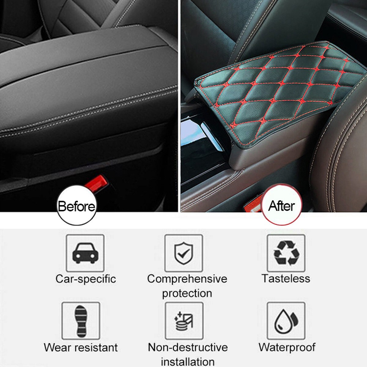 Car Accessories Armrest Box Pad Cover Auto Center Console Cushion Protector Mat~