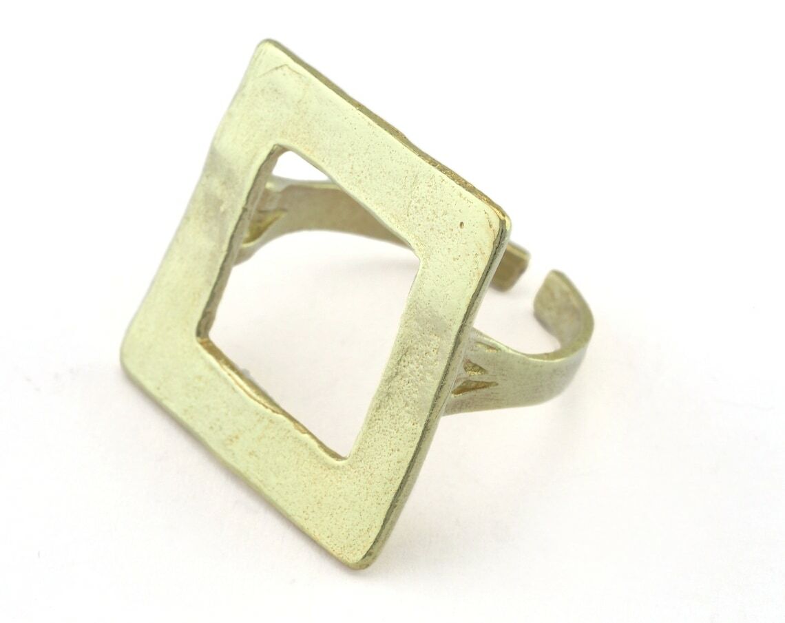 Square Ring Adjustable Raw brass (21mm 11US inner size) 3266