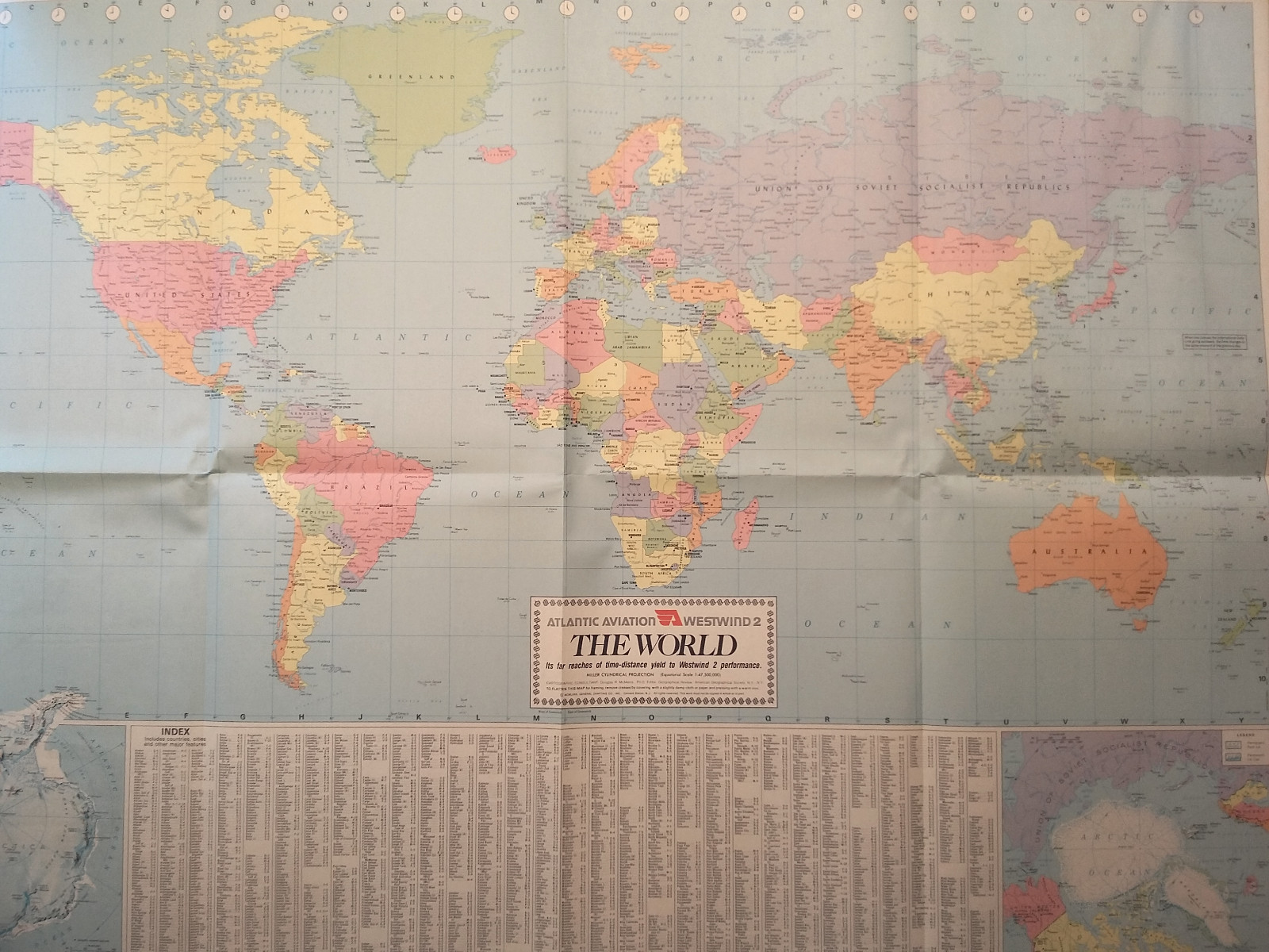 Original Atlantic Aviation Westwind 2 World Map Sales Brochure