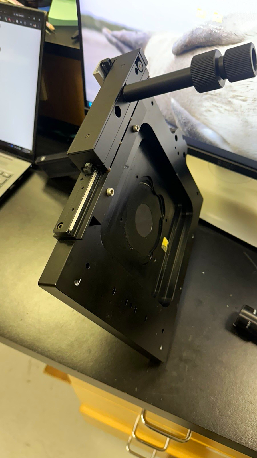 Microscope Mechanical Stage Attachment w/ XY Control Knobs WORKING