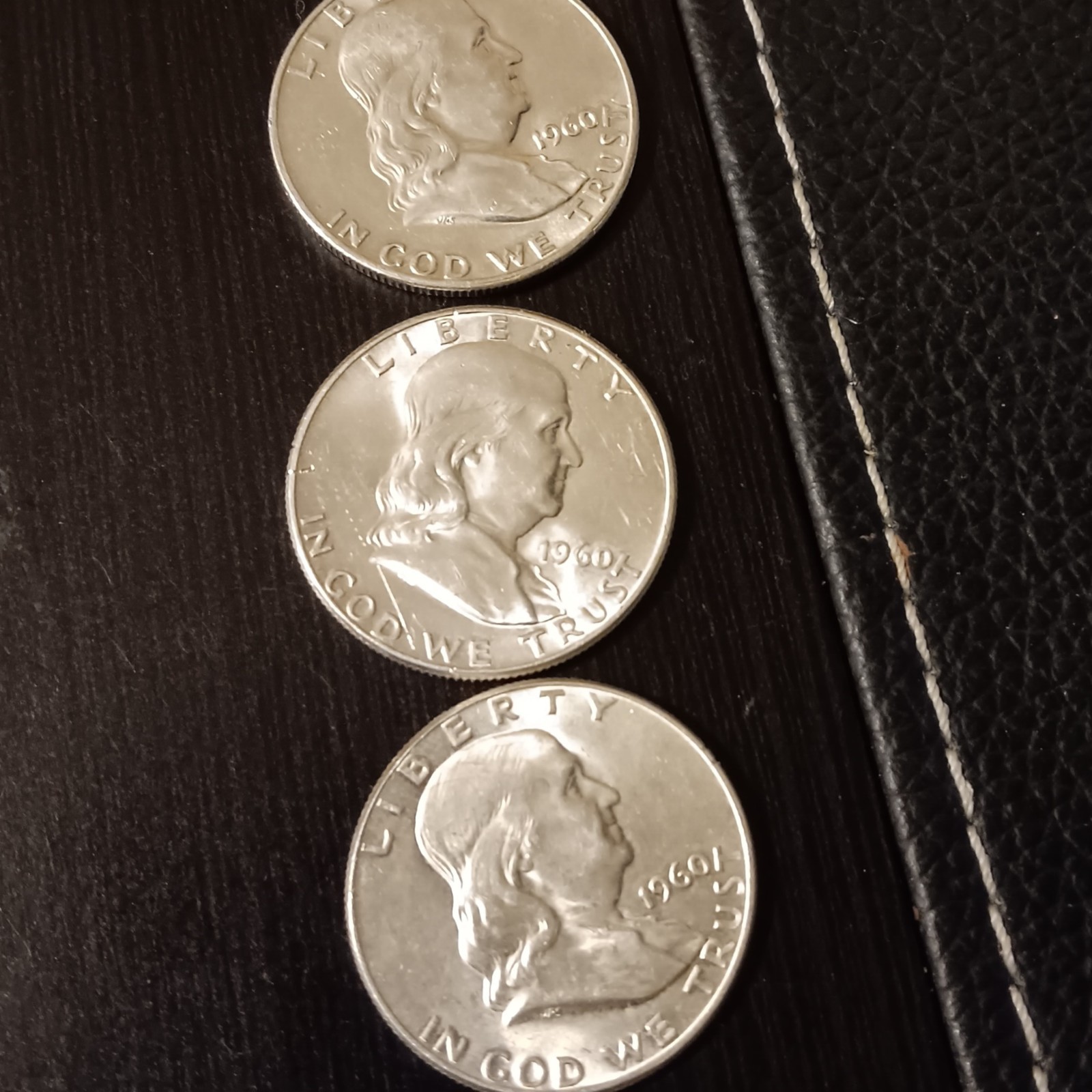 1960 Ben Franklin Half Dollar 90% Silver 3 different coins.