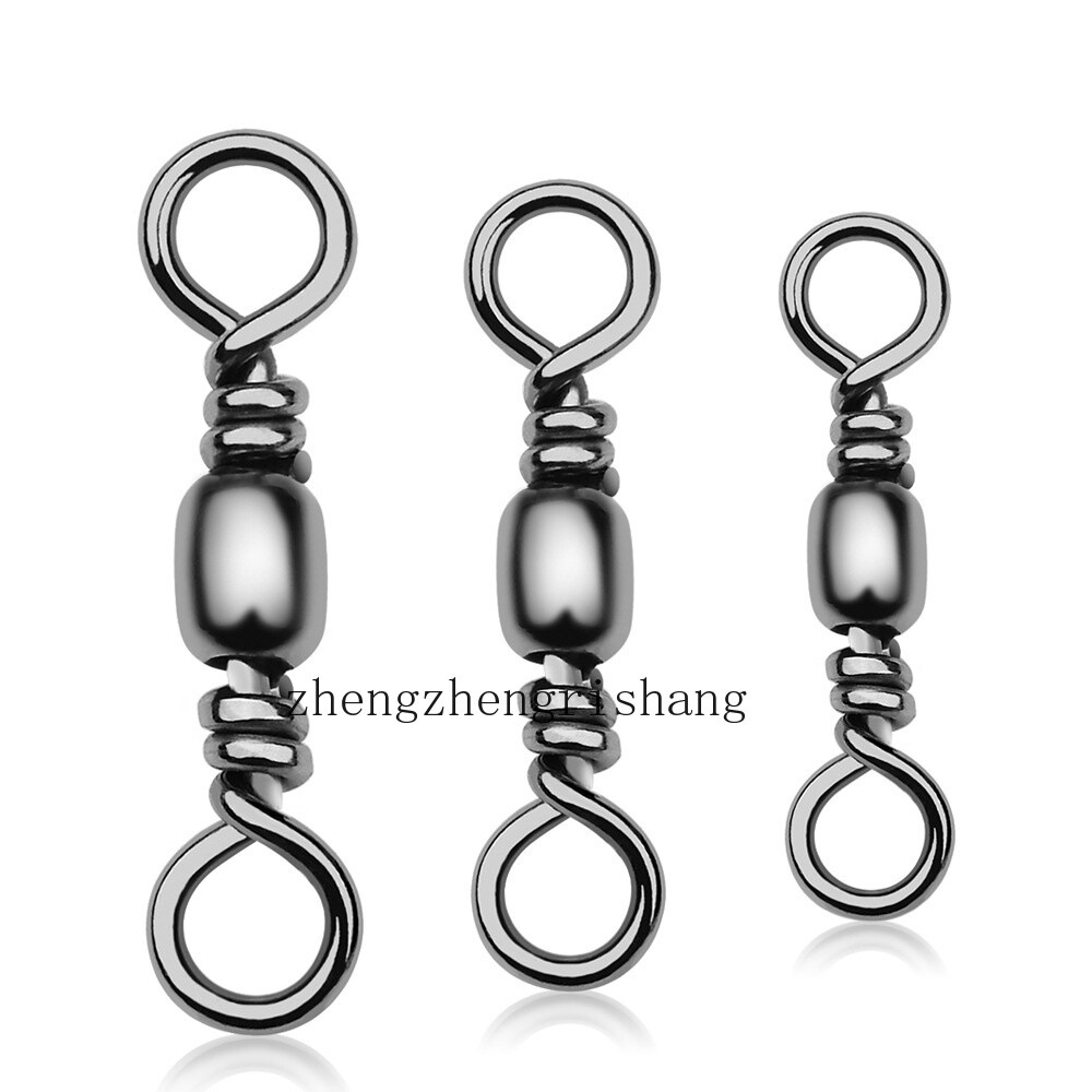 50/100Pcs Barrel Swivels Fishing Rolling Swivels 31LB-154LB Solid Ring Connector