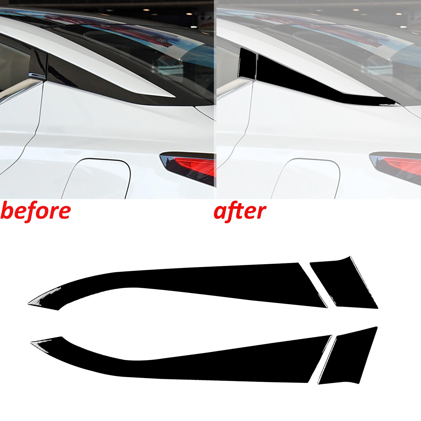 Glossy Piano Black Triangular Window Rear Panel Trim For Nissan Altima 2019-2024