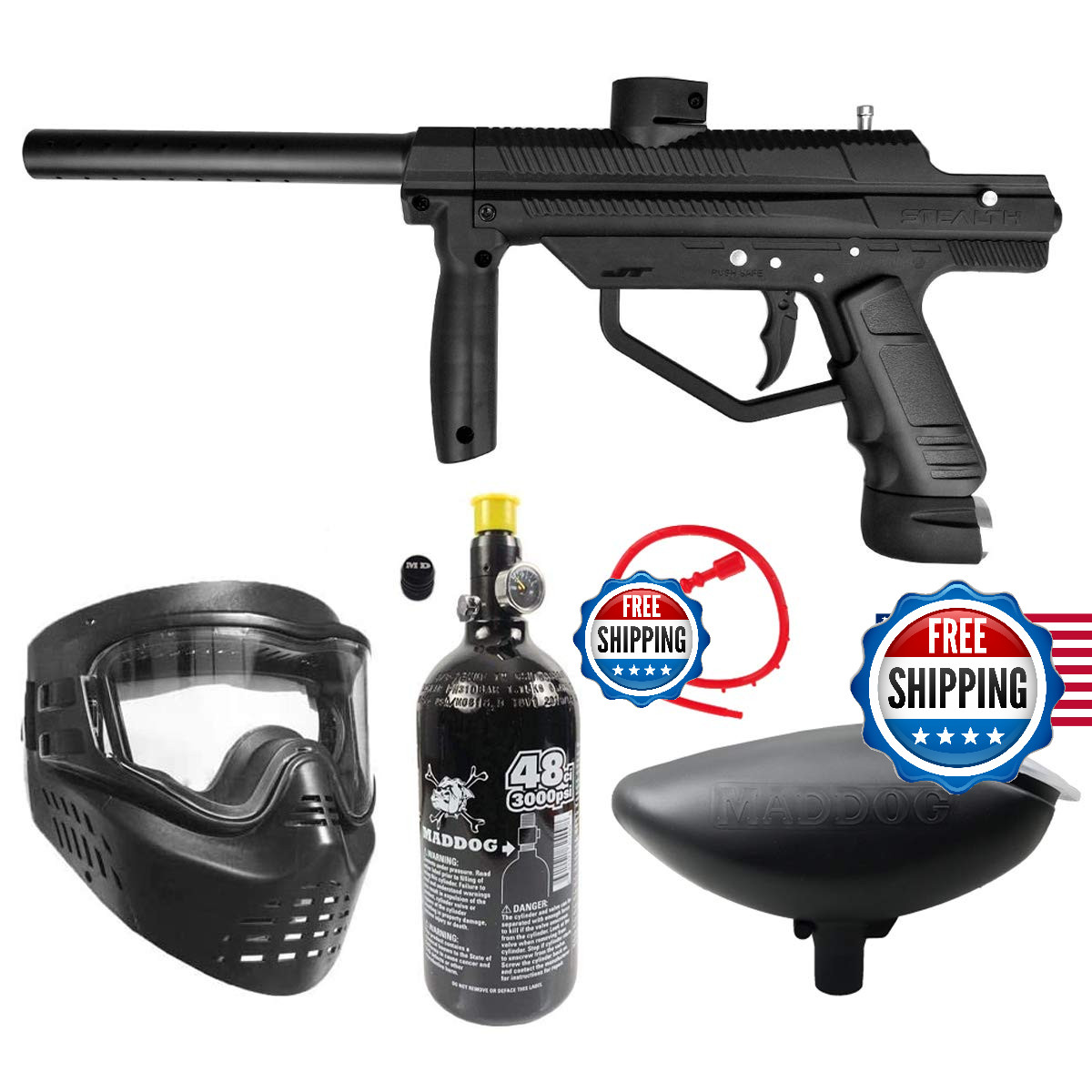 Maddog Jt Stealth Paintball Gun And Accessory Starter Package Hpa Kit -